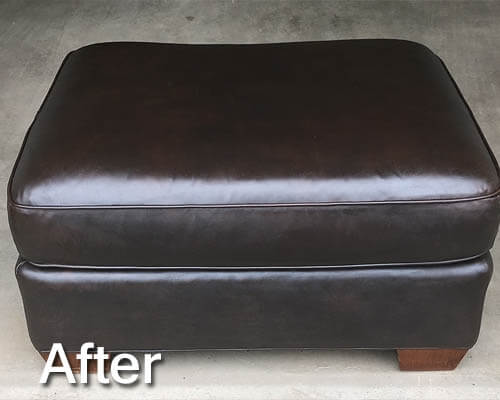 Black Leather Ottoman After Restoration